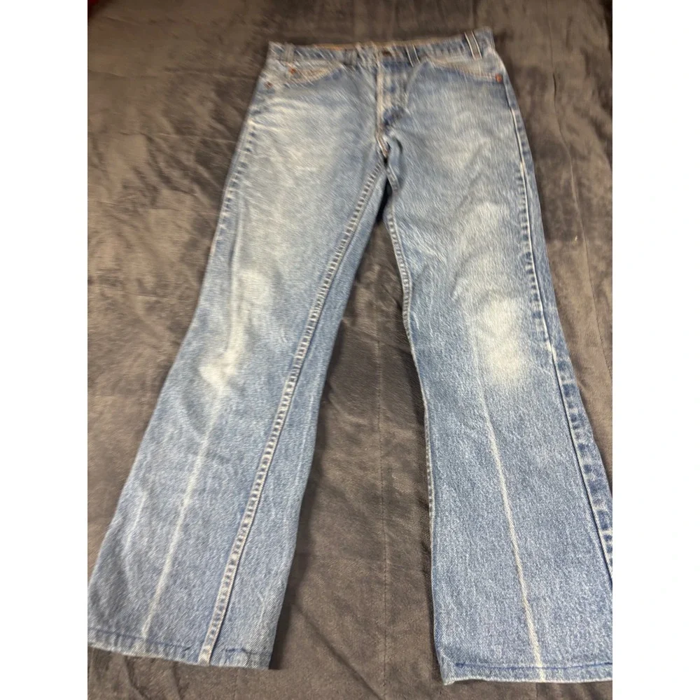 Levis 505 Mens Vintage Light Wash Straight Leg Jeans Made in USA W33 L34 31x29